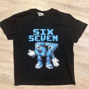 Kids Black Graphic Tee with Blue Design